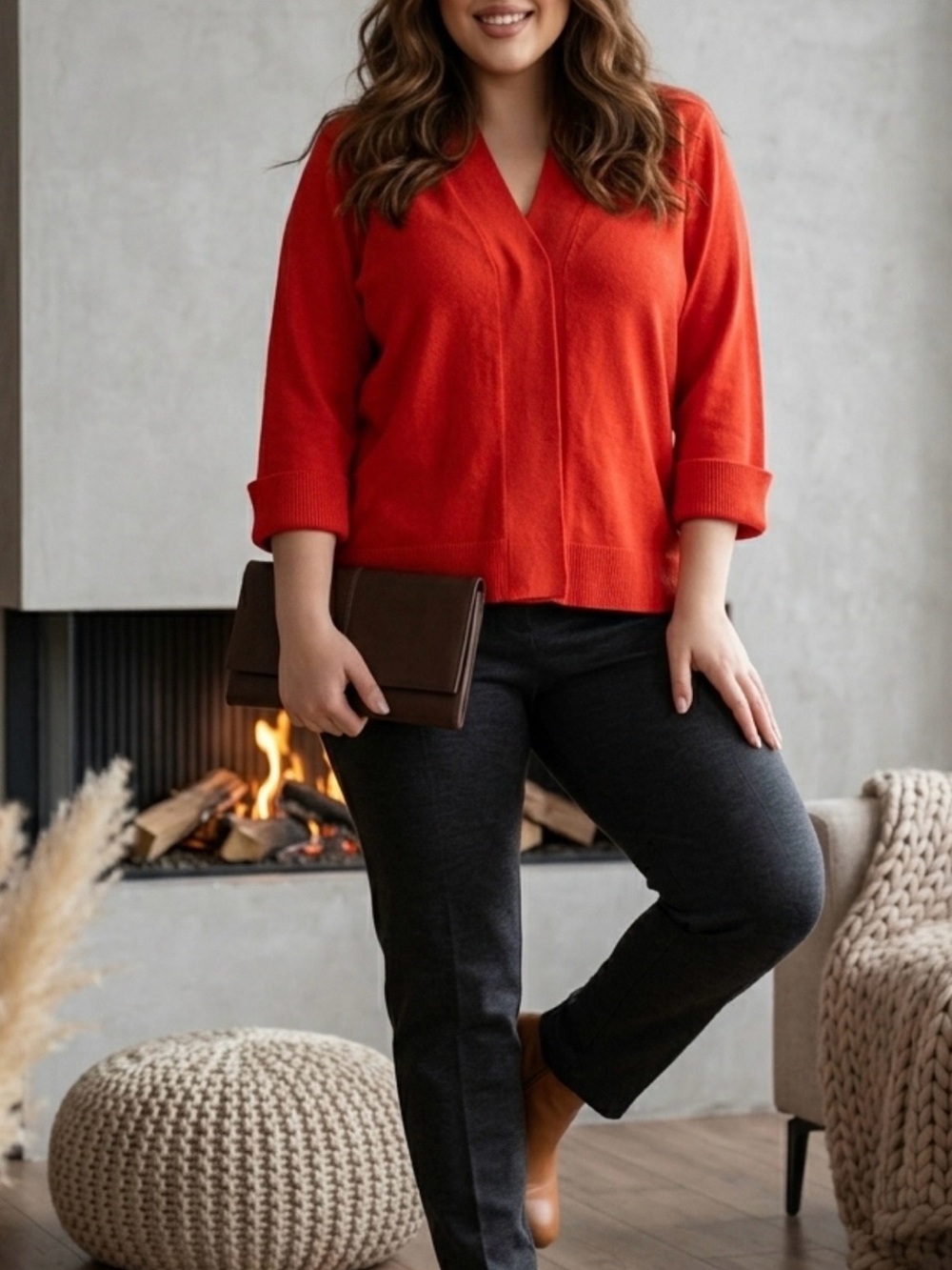 Verve Ami Bright Red V-Neck Cardigan